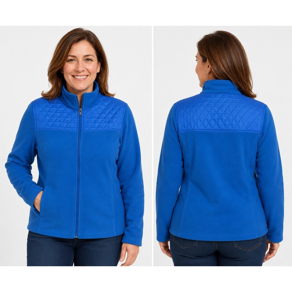 Talbots Women Blue Full Zip Long Sleeves Jacket Size Med Casual